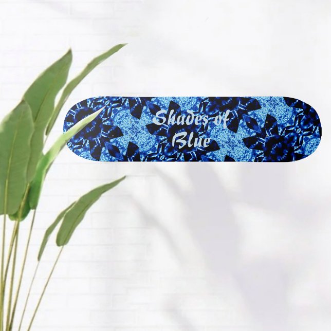 Shades of Blue Pattern Customizable Skateboard (Creator Uploaded)