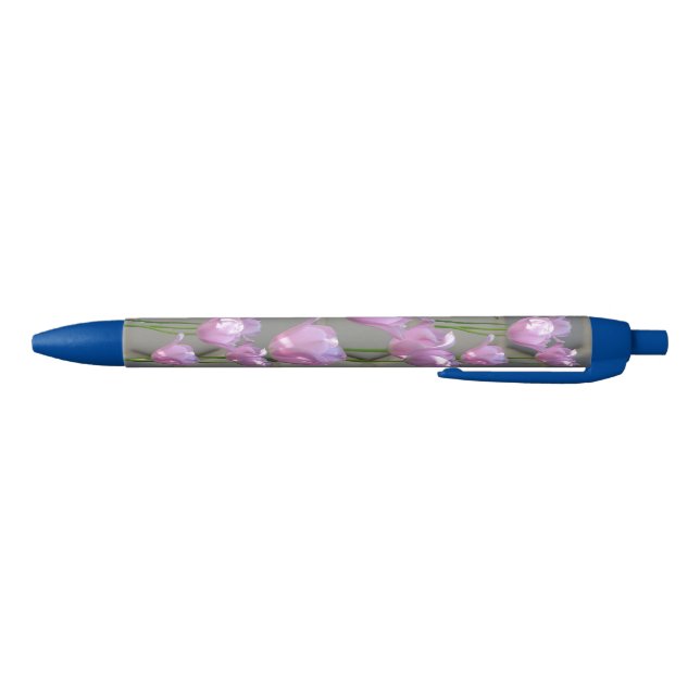 Shades of Blue Pattern Pink Tulips Pen (Bottom)