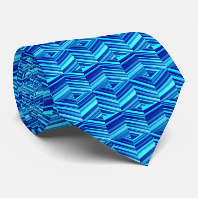 Shades of Blue Pattern Tie (Rolled)