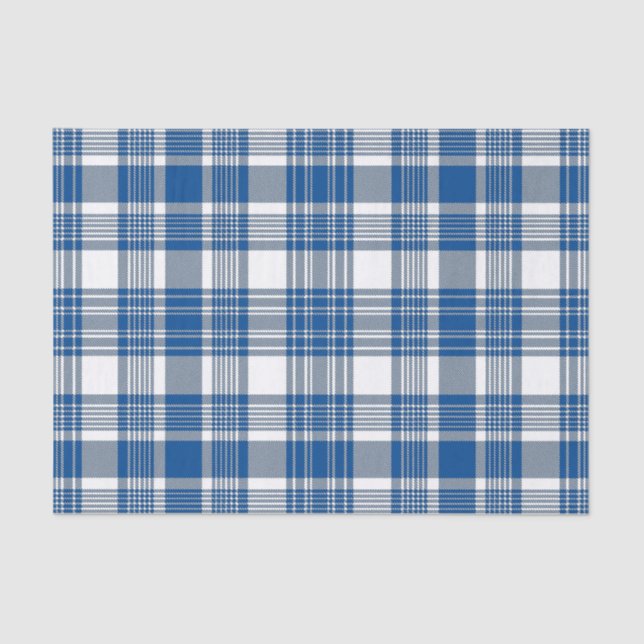 SHADES OF BLUE PLAID PATTERN TISSUE PAPER (Front)