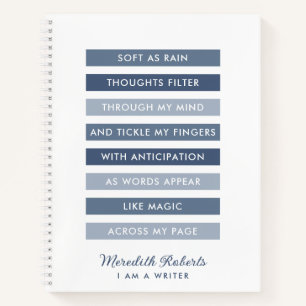 Shades of Blue Poem for Writers Personalized Notebook
