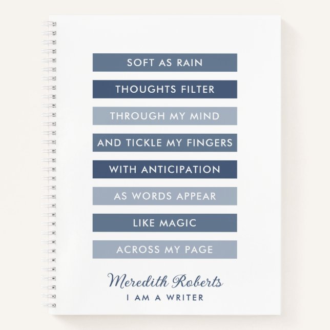 Shades of Blue Poem for Writers Personalized Notebook (Front)