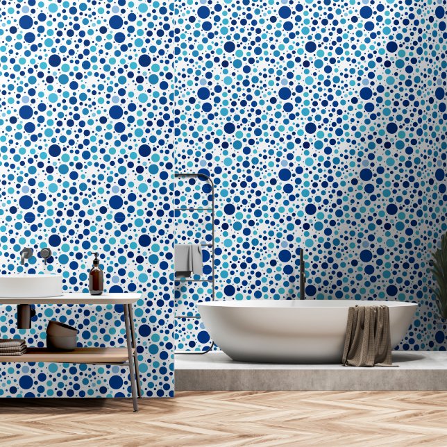 Shades of Blue Polka Dots Wallpaper (Bathroom)