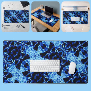 Shades of Blue Polynesian Pattern Desk Mat