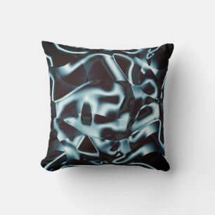 Shades of blue silver on abstract tapes up dark  throw pillow