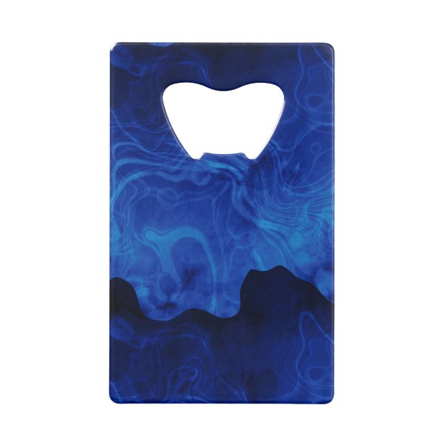 Shades of Blue Smoke Abstract Wallet Bottle Opener (Front)