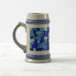 Shades of Blue Stained Glass by Shirley Taylor Beer Stein