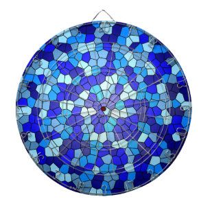 Shades of Blue Stained Glass by Shirley Taylor Dartboard