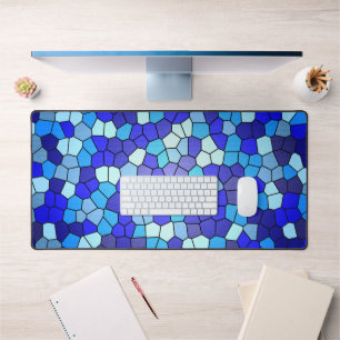Shades of Blue Stained Glass by Shirley Taylor Desk Mat