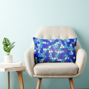 Shades of Blue Stained Glass by Shirley Taylor Lumbar Pillow