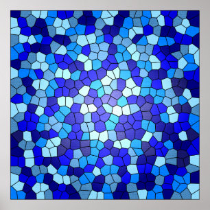 Shades Of Blue Stained Glass by Shirley Taylor Poster