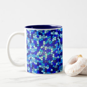 Shades of Blue Stained Glass by Shirley Taylor Two-Tone Coffee Mug