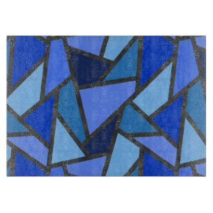 Shades of blue stained glass pattern cutting board