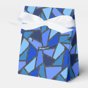 Shades of blue stained glass pattern favor box