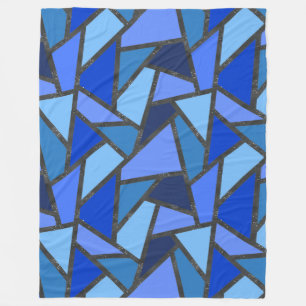 Shades of blue stained glass pattern fleece blanket