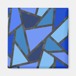 Shades of blue stained glass pattern magnet