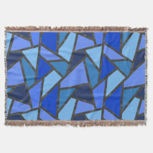 Shades of blue stained glass pattern throw blanket