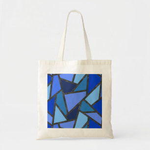 Shades of blue stained glass pattern tote bag