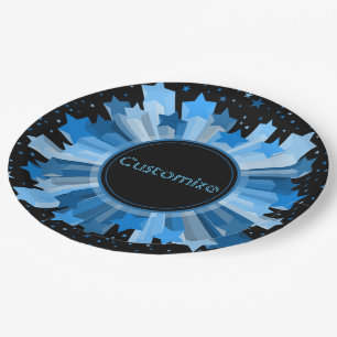 Shades Of Blue Starburst Party Paper Plates