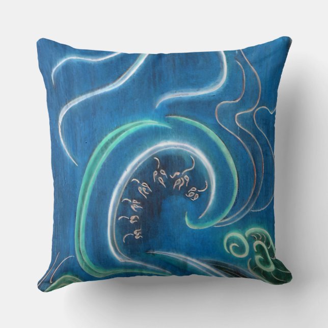 Shades of blue throw pillow (Back)