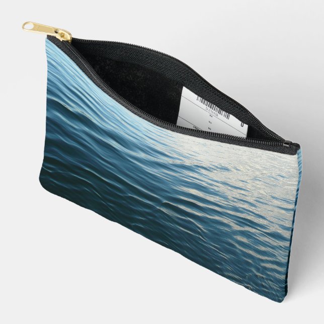 Shades of Blue Water Abstract Nature Photography Accessory Pouch (Open)