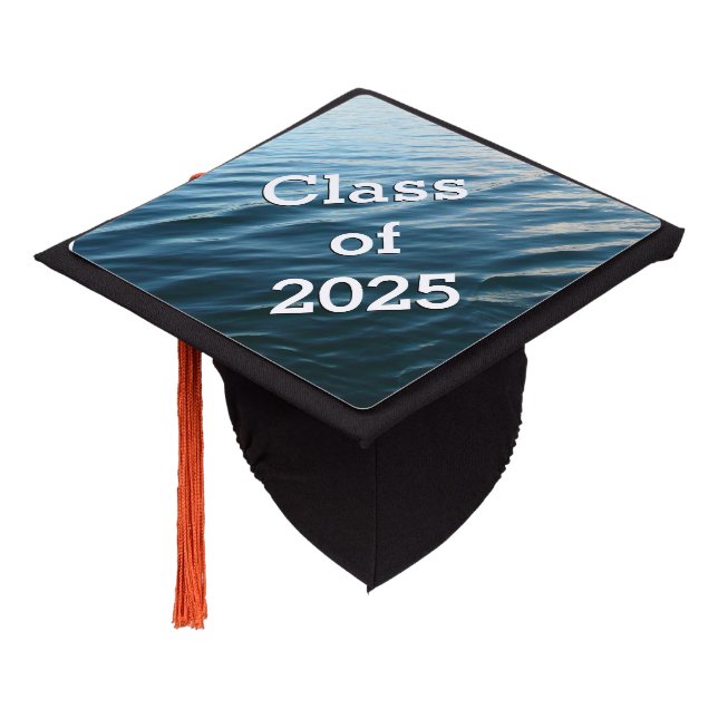 Shades of Blue Water Abstract Nature Photography Graduation Cap Topper (Angled)