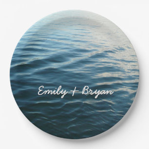 Shades of Blue Water Abstract Nature Photography Paper Plate