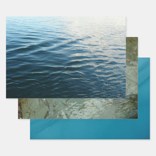 Shades of Blue Water Abstract Nature Photography Wrapping Paper Sheet (Set)