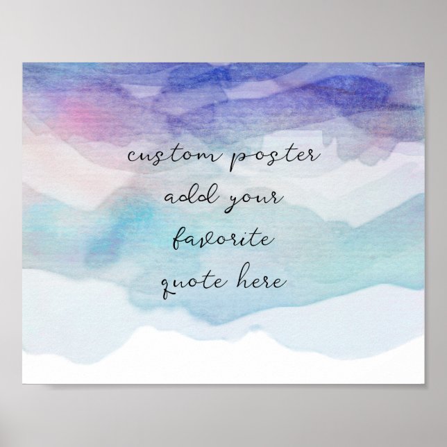 shades of blue watercolor art add your quote  poster (Front)