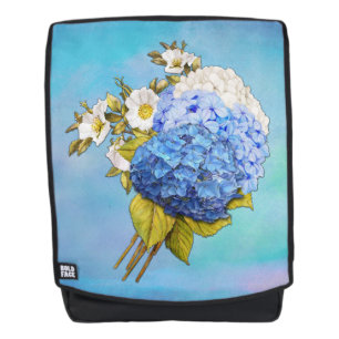 Shades of Blue Watercolor Hydrangeas Backpack