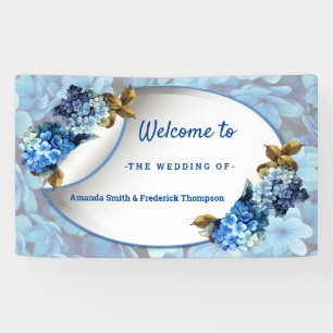 Shades of Blue Watercolor Hydrangeas Banner