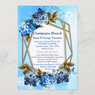 Shades of Blue Watercolor Hydrangeas Couple Shower Invitation