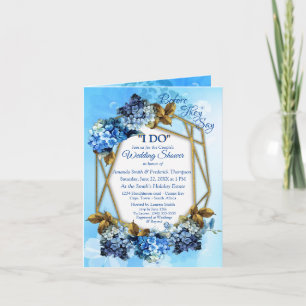 Shades of Blue Watercolor Hydrangeas Couple Shower Invitation