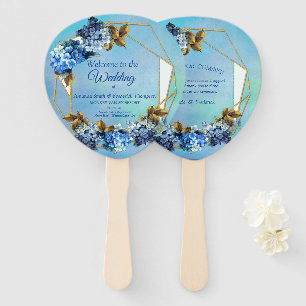 Shades of Blue Watercolor Hydrangeas Hand Fan