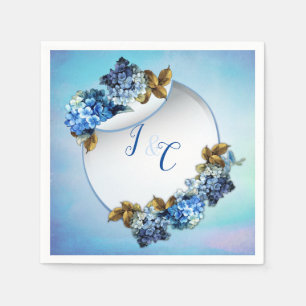 Shades of Blue Watercolor Hydrangeas Napkin
