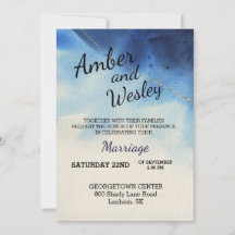 Shades of Blue Watercolor Wedding Invitation