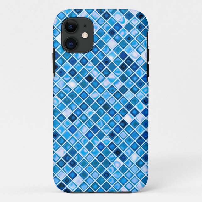 Shades Of Blue 'Watery' Mosaic Tiles Pattern Case-Mate iPhone Case (Back)