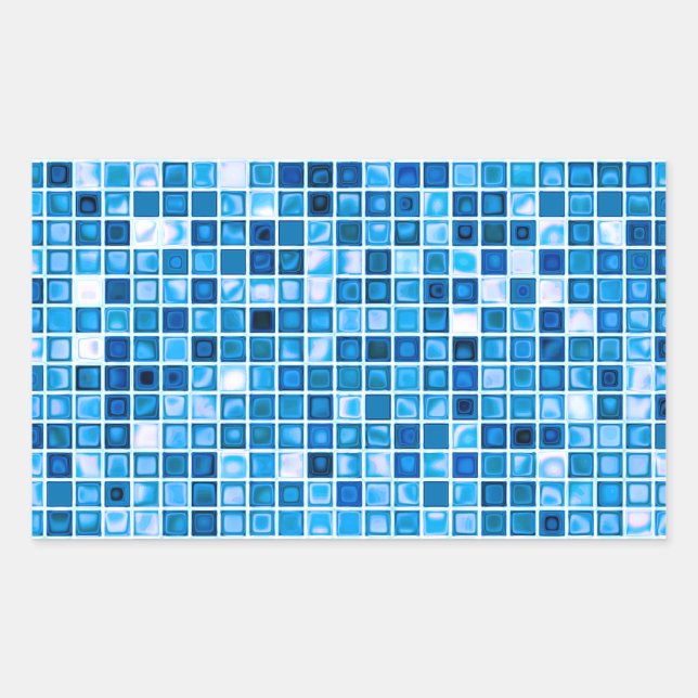 Shades Of Blue 'Watery' Mosaic Tiles Pattern Sticker (Front)