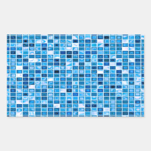 Shades Of Blue 'Watery' Mosaic Tiles Pattern Sticker