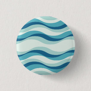 Shades of Blue Waves Pattern 1 Inch Round Button
