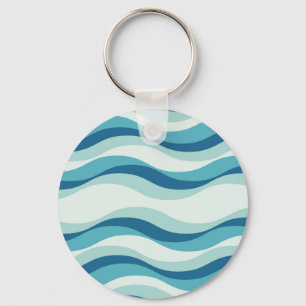 Shades of Blue Waves Pattern Keychain
