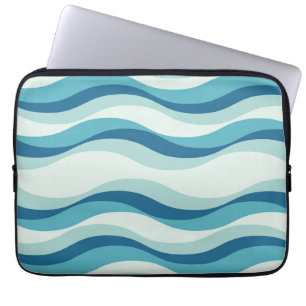 Shades of Blue Waves Pattern Laptop Sleeve