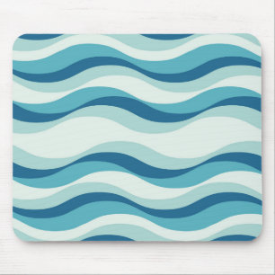 Shades of Blue Waves Pattern Mouse Pad