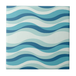 Shades of Blue Waves Pattern Tile
