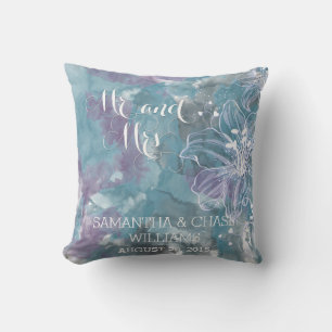 SHADES OF BLUES WATERCOLOR and POPPIES PILLOW