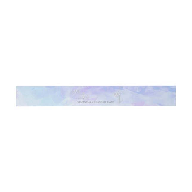 SHADES OF BLUES WATERCOLOR POPPIES WEDDING INVITATION BELLY BAND (Flat)
