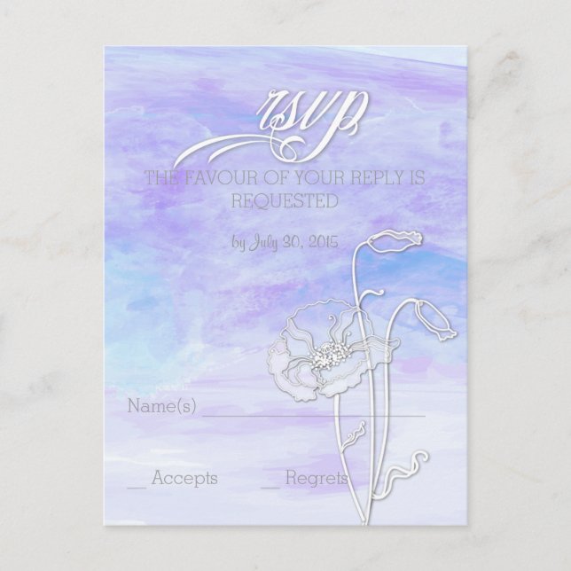SHADES OF BLUES WATERCOLOR WEDDING RSVP INVITATION POSTCARD (Front)