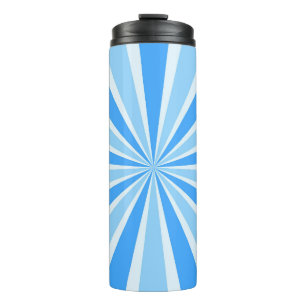 SHADES OF BRIGHT BLUE & WHITE SUNBURST PATTERN THERMAL TUMBLER