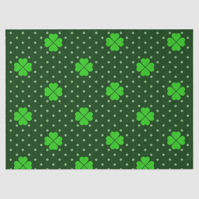 SHADES OF BRIGHT GREEN IRISH CELTIC SHAMROCKS TISSUE PAPER (Front)