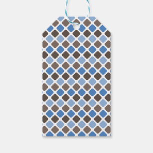SHADES OF BROWN & BLUE PATTERNS GIFT TAGS